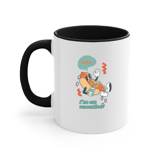 Cute funny joyful Relaxed Vacation Hot Dog Accent Mugs