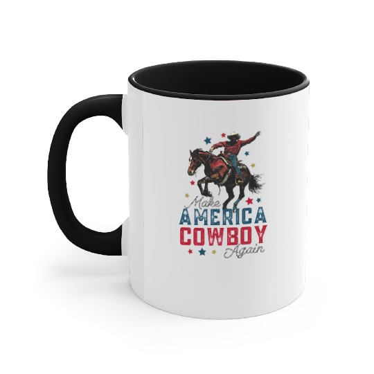 Makes America Cowboy Again Patriotic US Flag Accent Mugs