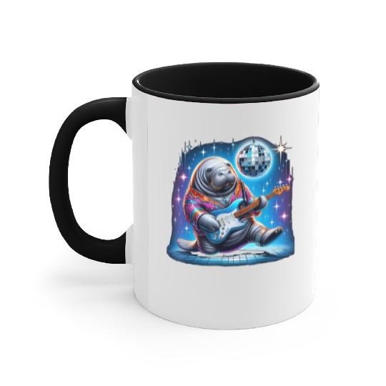 Disco Ball Guitar Manatee Accent Mugs