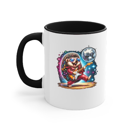 Disco Ball Guitar Hedgehog Accent Mugs