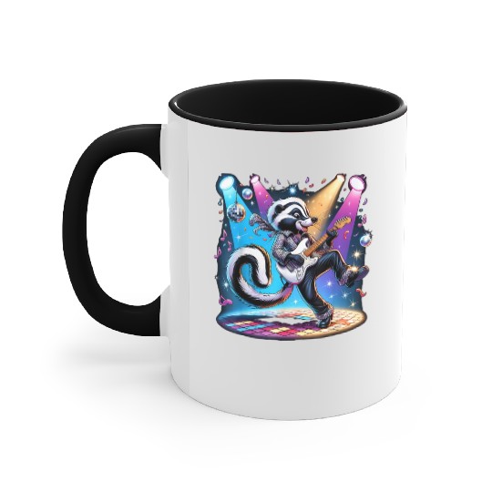 Disco Ball Guitar Skunk Accent Mugs