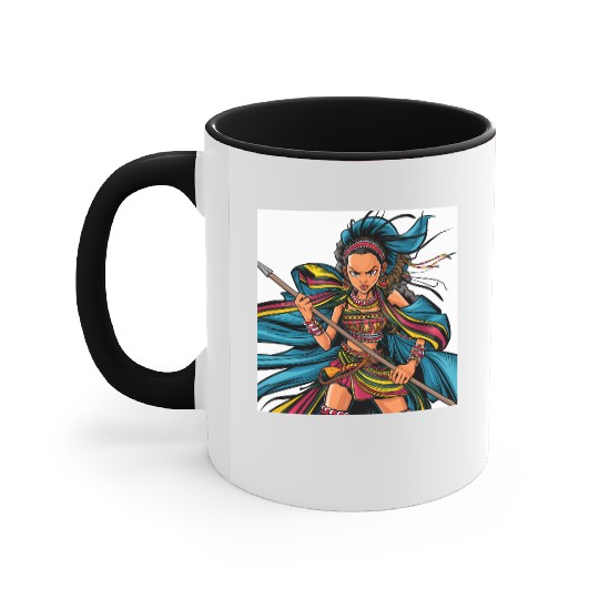 Maasai anime warrior girl Accent Mugs