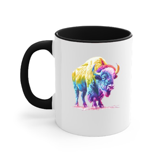 Vibrant Rainbow Buffalo Artwork Accent Mugs