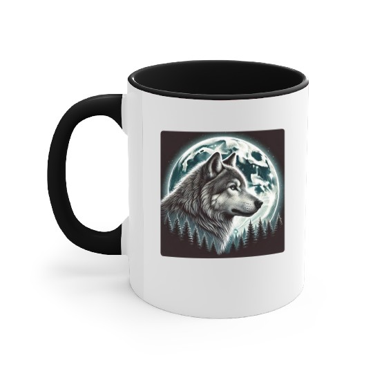 Nature Moon Alpha Cute Wolf Moon nature Accent Mugs