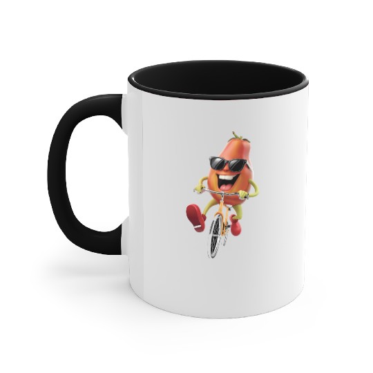 Papaya Cycling On Bike Realistic Accent Mugs