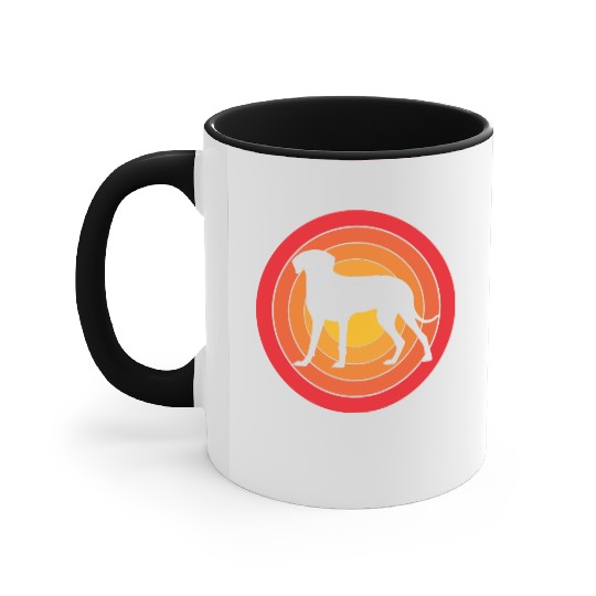 Retro Sunset Weimaraner Dog Silhouette Accent Mugs