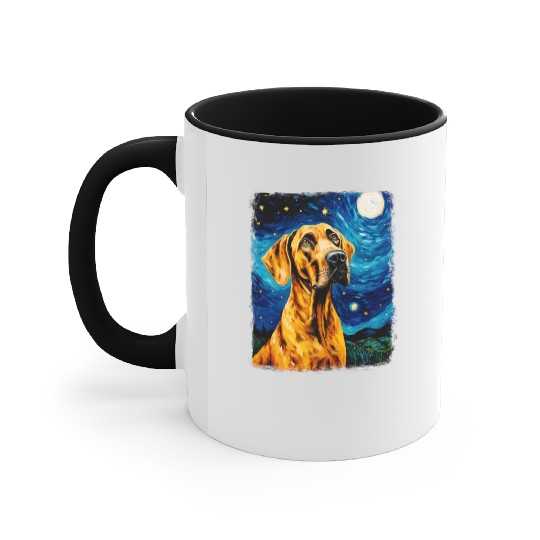 Great Dane Dog Starry Night Painting Accent Mugs
