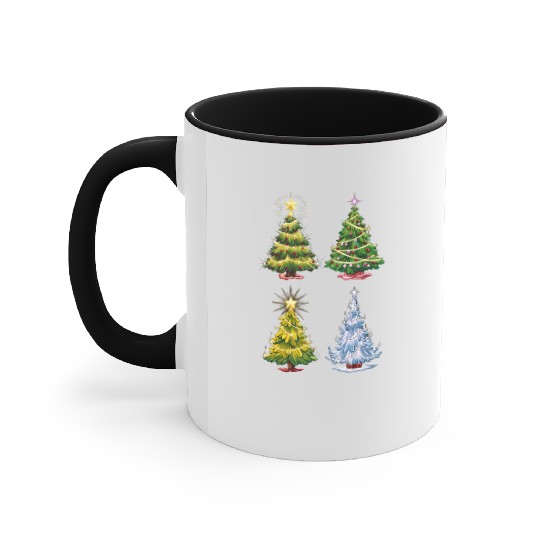 Green Tree Christmas Holiday Winter Accent Mugs