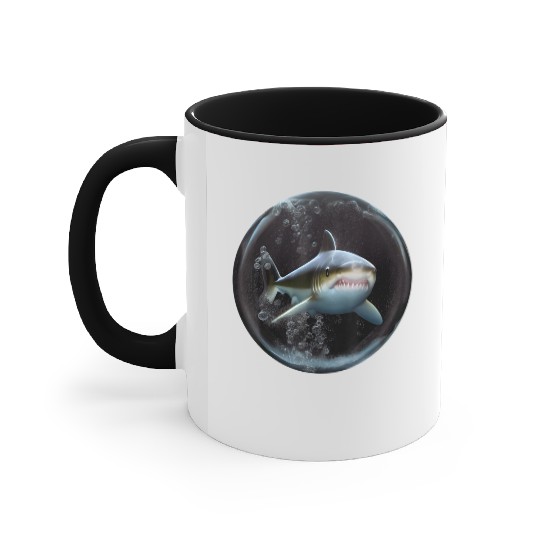 Shark silhouette ocean predator Accent Mugs