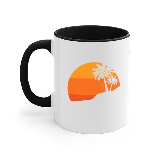 Sunset Palm Trees Retro Tropical Vibes Accent Mugs