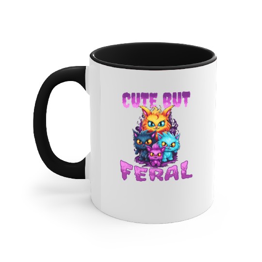 Cute but Feral! Wild Cat Party Concert Cat Lovers Accent Mugs