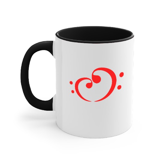 2 Music Bass Clef Heart Love Note Two Treble Sound Accent Mugs