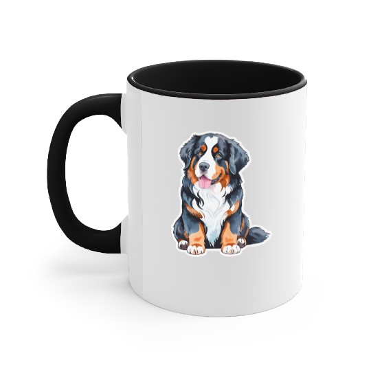 Bernese Mountain Dog Watercolor Accent Mugs