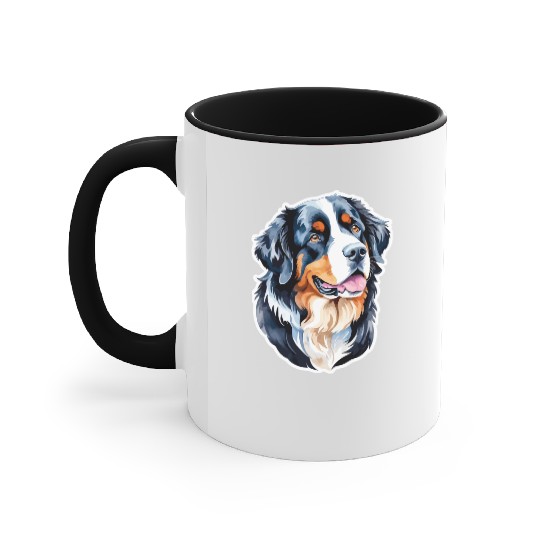 Bernese Mountain Dog Watercolor Accent Mugs
