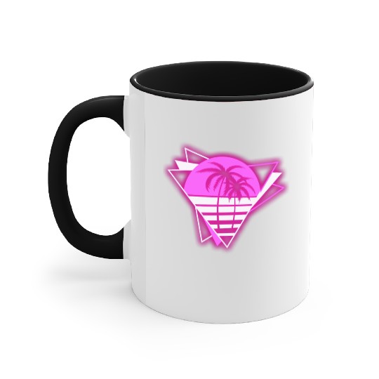 Neon Paradise: Vibrant Palm Design Accent Mugs