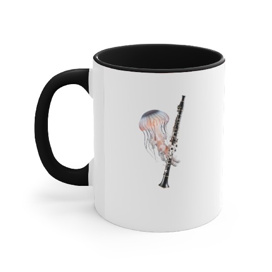 Jellyfish Playing Clarinet Realistic Accent Mugs
