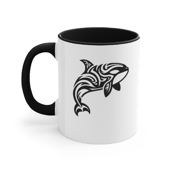 Orca T Tattoo Style Jumps Out Of The Water Accent Mugs