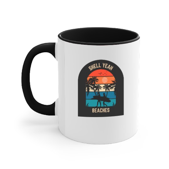 Beach Lover Shell Yeah Beaches Summer Holidays Sea Accent Mugs
