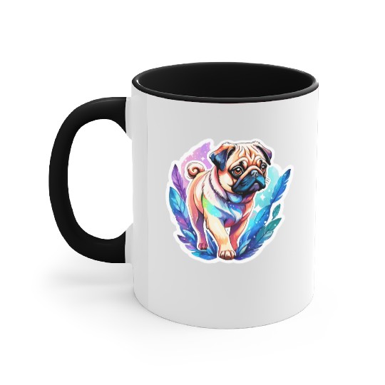 Pug Watercolor Accent Mugs
