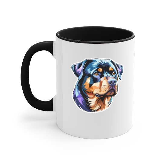 Rottweiler Watercolor Accent Mugs