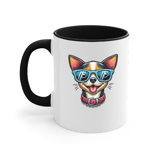 Cartoon chihuahua wearing glasses, Chihuahua lover Accent Mugs