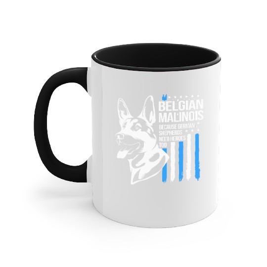 4th Of July US Flag Belgian Malinois K9 Dog Accent Mugs