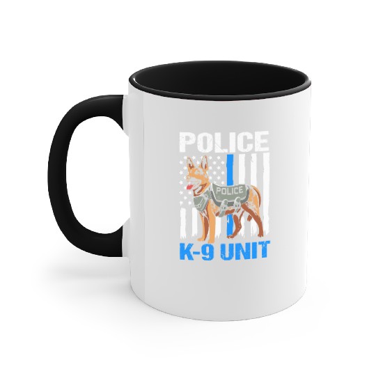4th Of July US Flag K9 Dog Police K-9 Unit Accent Mugs