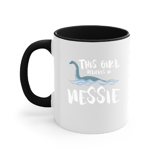 Girl Believes In Nessie Loch Ness Cryptid Accent Mugs