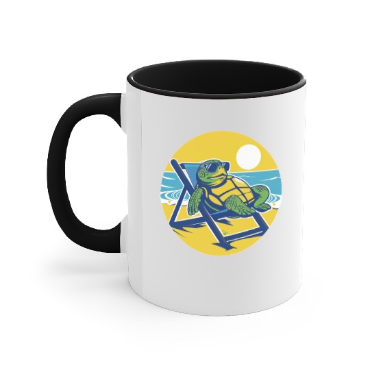 Sea Turtle Chillin on the Beach Accent Mugs