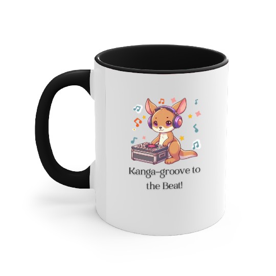 "Kanga-groove to the Beat" DJ Kangaroo Design Accent Mugs