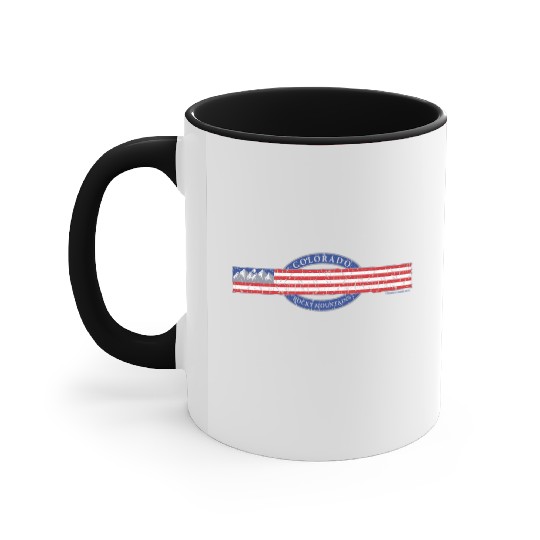 Colorado Mountain and USA Flag Grey Accent Mugs