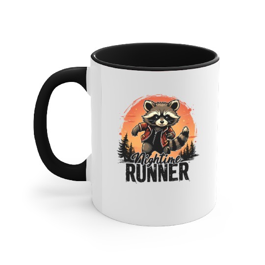 Running Raccoon for raccoon enthusiasts Accent Mugs