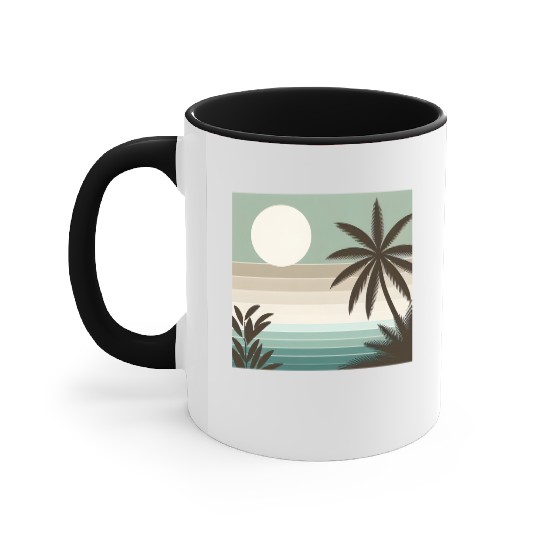 Tropical Sunset Oasis Accent Mugs