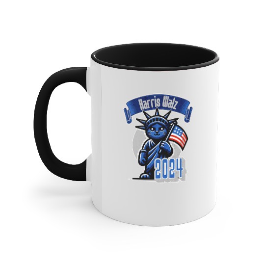 Cat Lady Harris Walz Statue of Liberty 2024 Accent Mugs
