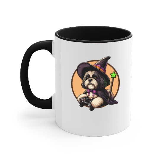 Shih Tzu dog as Wizard and loves Gaming Accent Mugs
