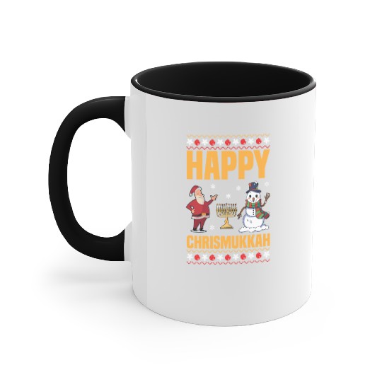 Happy Chrismukkah Funny Hanukkah Christmas Santa Accent Mugs