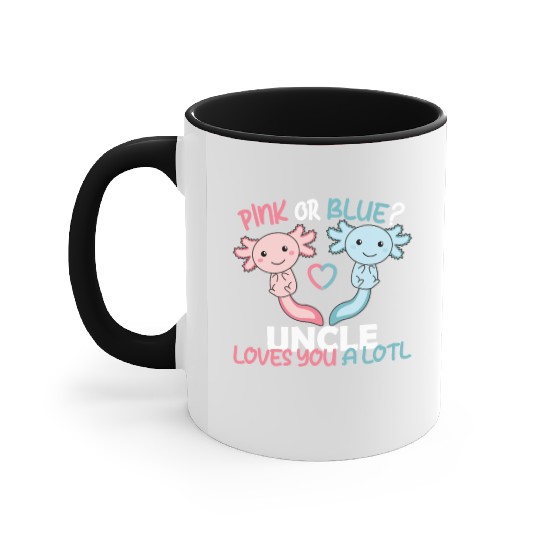 gender reveal pink or blue uncle loves you a lotl Accent Mugs