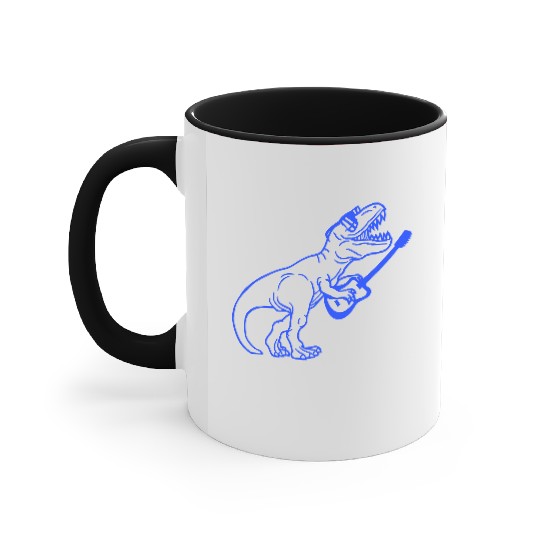 T. Rex Dino DJ Dinosaur Party Animal Plays Guitar Accent Mugs