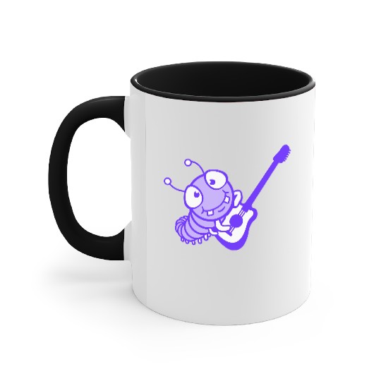 Cute Caterpillar Plays Guitar Bass Party Guitarist Accent Mugs