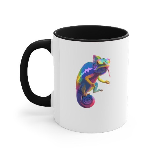 Psychedelic Chameleon Vibes Accent Mugs