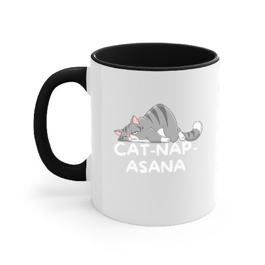 Funny Cat-Nap-Asana sleeping yoga Accent Mugs