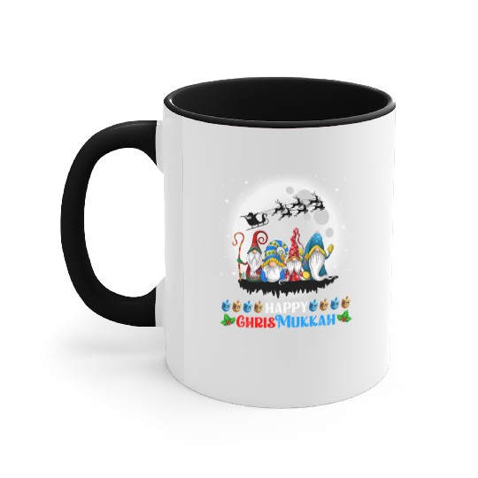 Happy Chrismukkah Gnomes Christmas Hanukkah Accent Mugs