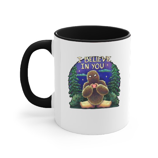 Bigfoot cryptid believe in you Accent Mugs