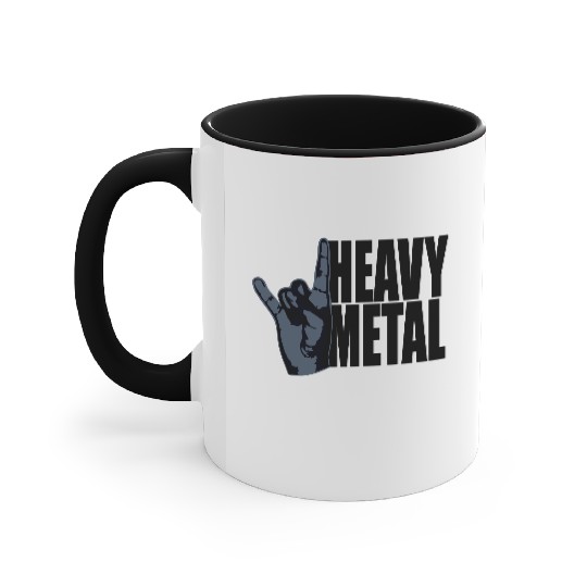 Heavy Metal Fun Hard Rock Music Horns Hand Gesture Accent Mugs