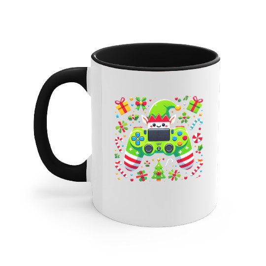 Christmas Elf Themed Gaming Controller Fun Accent Mugs
