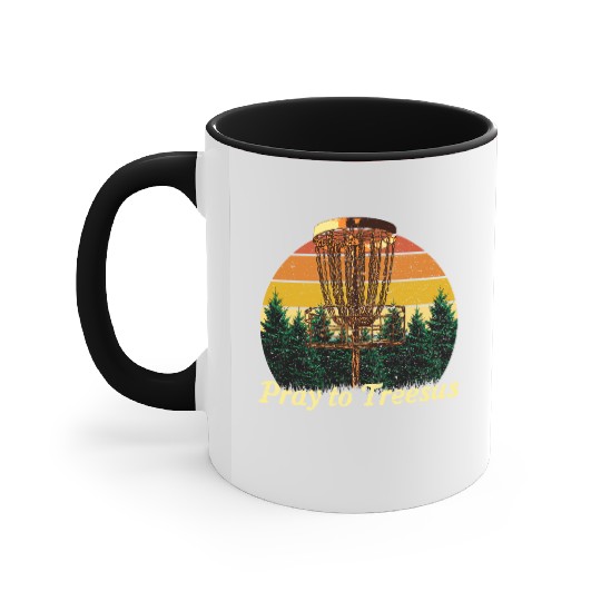 Pray to Treesus Funny Disc Golf Humor Golfer Pun S Accent Mugs