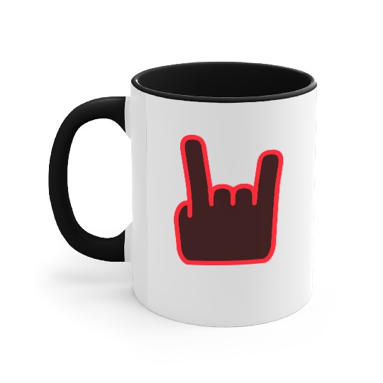 Heavy Metal Fun Hard Rock Music Horns Hand Gesture Accent Mugs