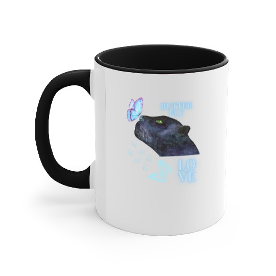 black panther lover butterfly Accent Mugs