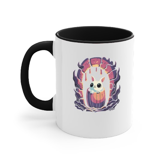 Cute Dungeon Bunny in a Barrel Accent Mugs