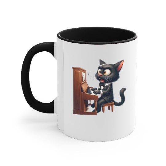 Piano Prodigy Cat Accent Mugs